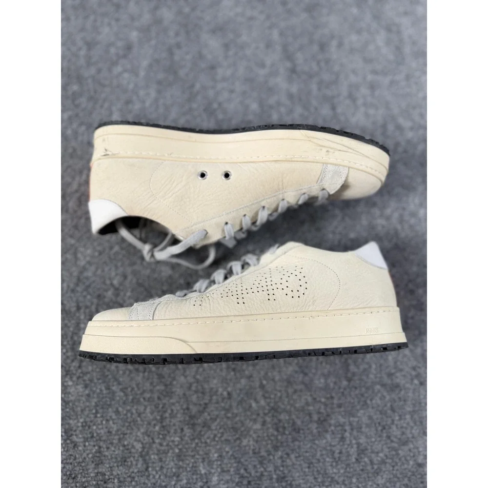 P448 Shoes Mens Size 7 Beige Leather Low Top Casual Sneakers Lace Up Made Italy